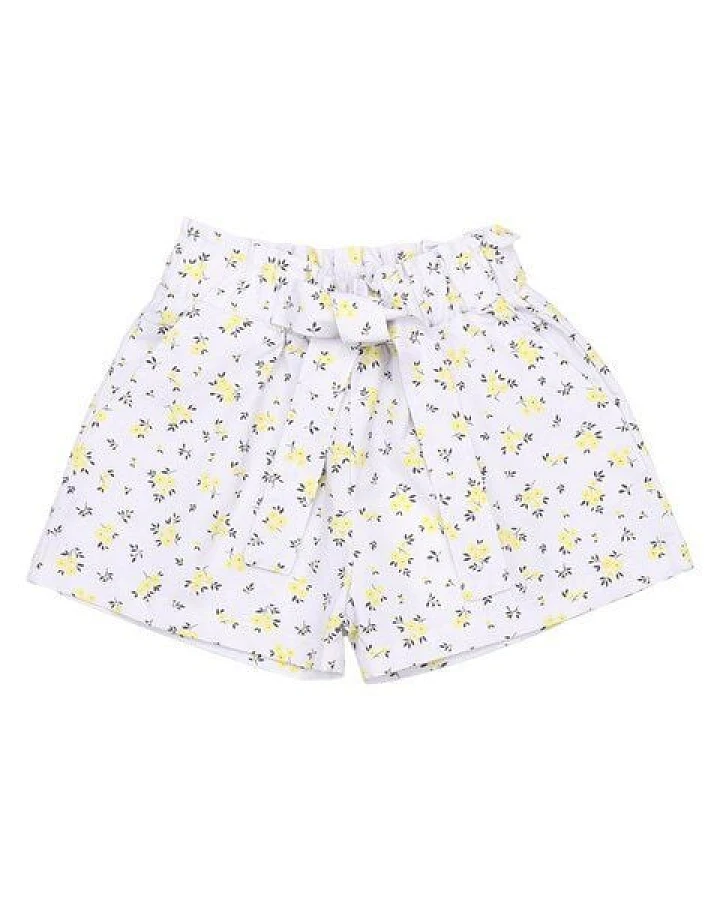 Cotokids Kinder Shorts GOTS zertifiziert, creme, Blumen-Allover „Yellow Flowers“, weich & bequem – Walkiddy