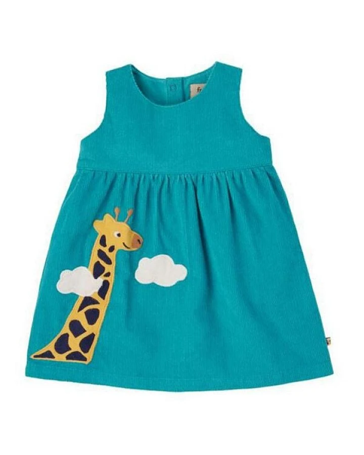 Frugi Cordkleid Lily Giraffe camper blue