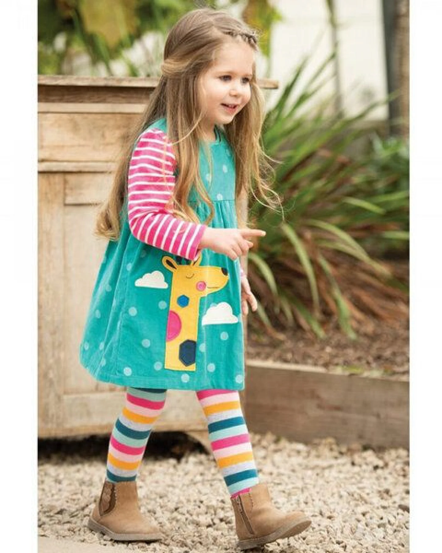 Frugi Cordkleid Lily Giraffe in petrol – Ansicht 2