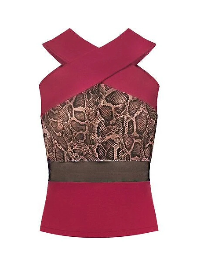 körber mode Top gekreuzte Neckholder Bio Jersey mit Mesh-Einsatz