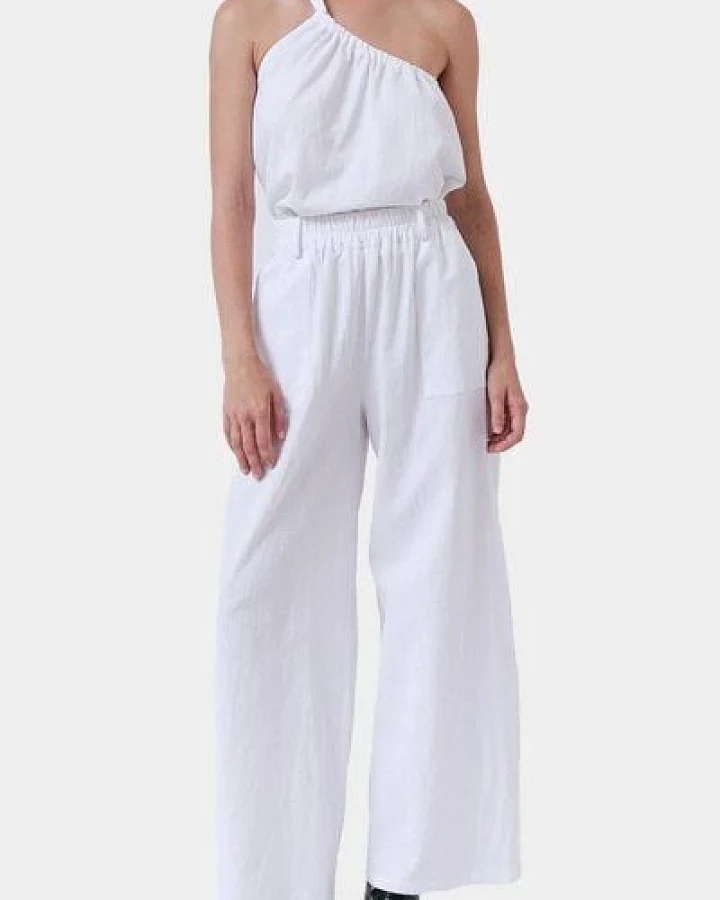 amt.studio "Pacific Pants" weite gekreppte Bio-Baumwolle Hose mit Gummizug