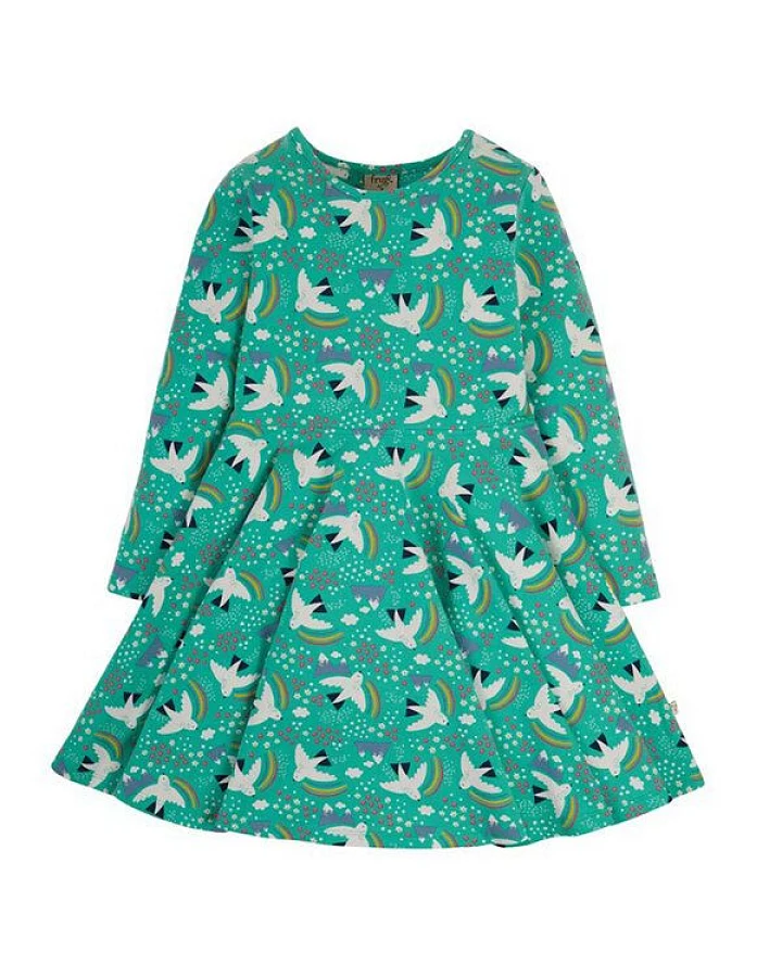 Frugi Kleid Schneehühner in türkis Skater Dress