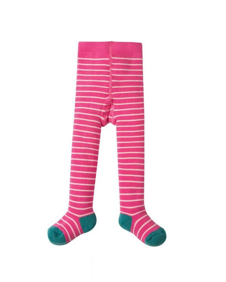 Frugi Thermo-Strumpfhose in pink-weiss geringelt