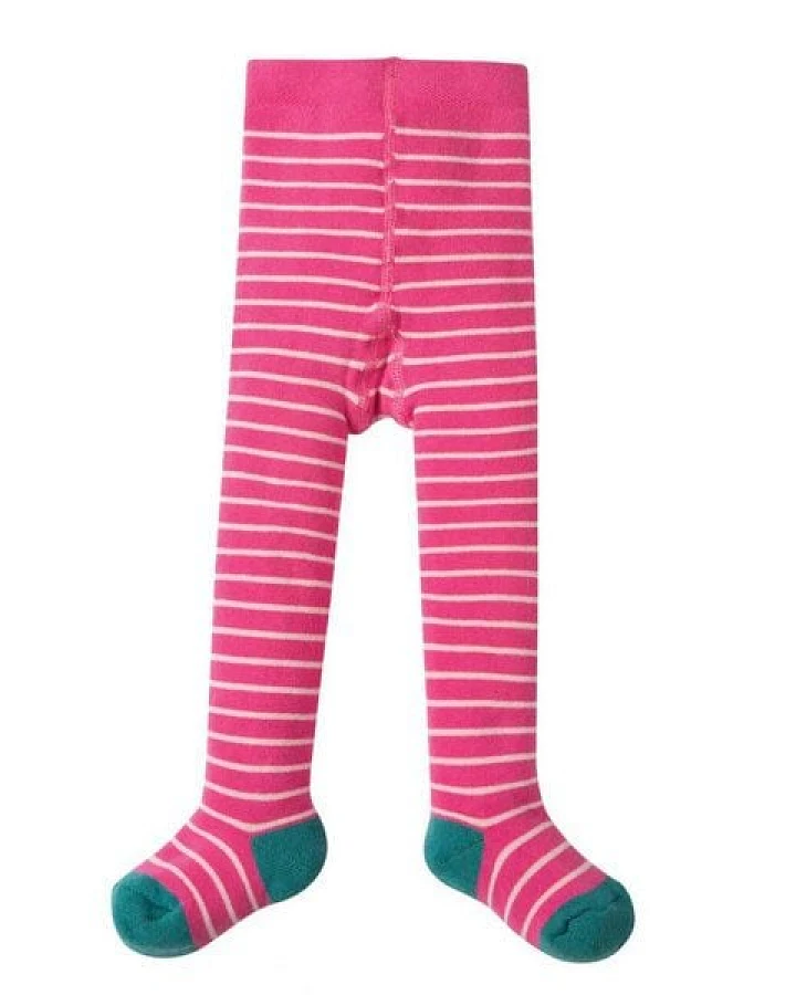 Frugi Thermo-Strumpfhose in pink-weiss geringelt