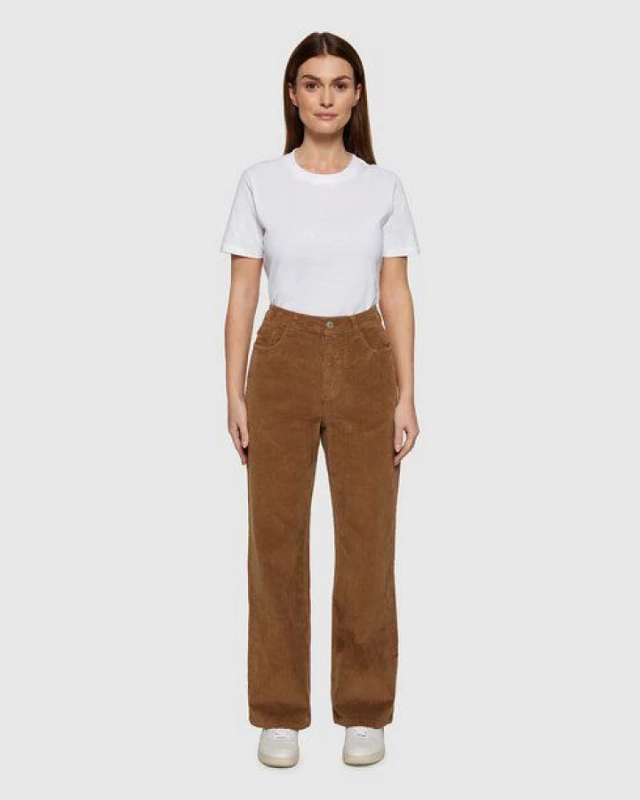 KnowledgeCotton Apparel Gale Straight Mid Rise Corduroy Pants - dachshund
