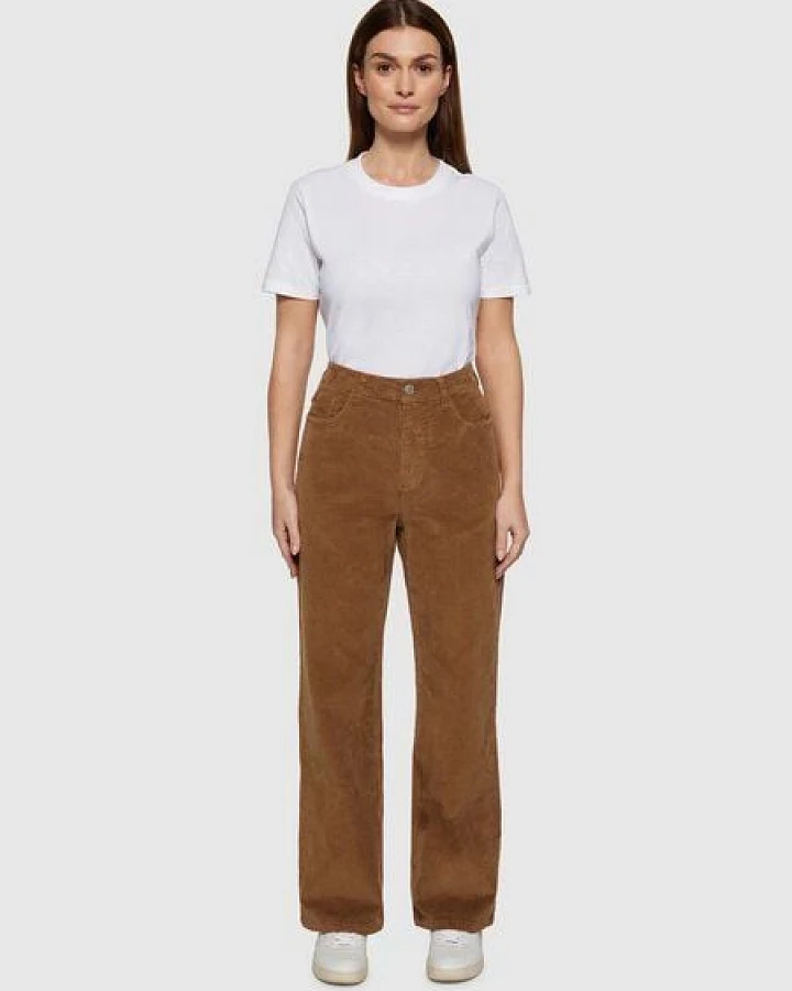 KnowledgeCotton Apparel Gale Straight Mid Rise Corduroy Pants - dachshund