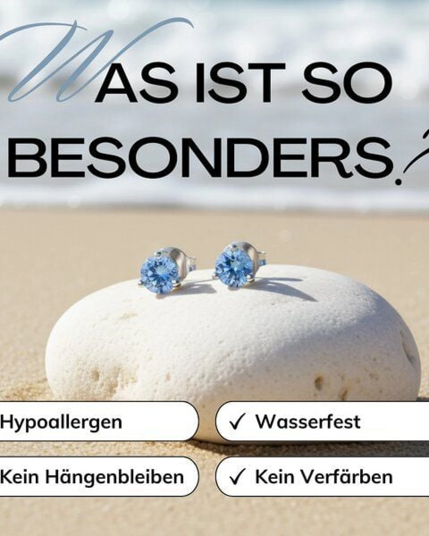 Spirit of Island Blauer Zirkon Ohrstecker – Ansicht 4