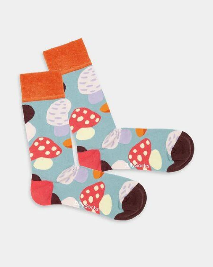 DillySocks Bunte Socken, Bio Baumwolle, Magic Mushrooms