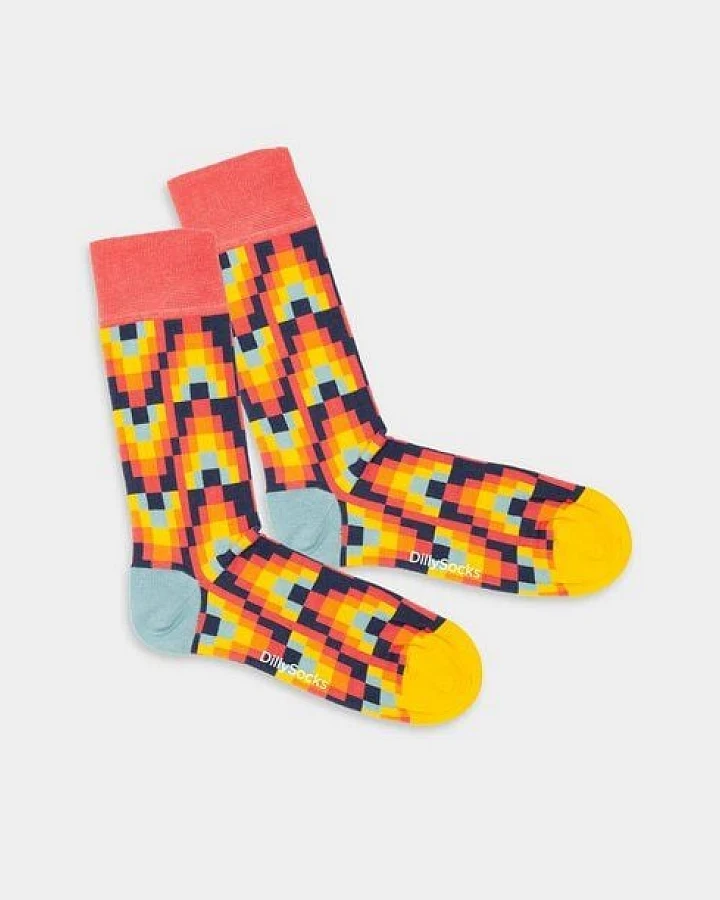 DillySocks Bunte Socken, Bio Baumwolle, fire patterns