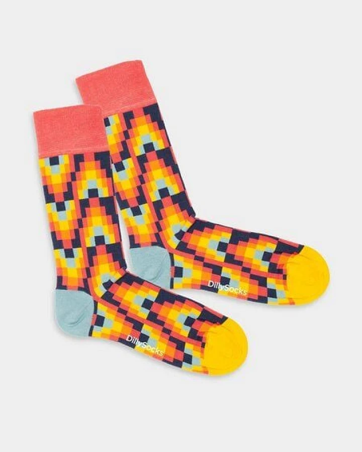 DillySocks Bunte Socken, Bio Baumwolle, fire patterns