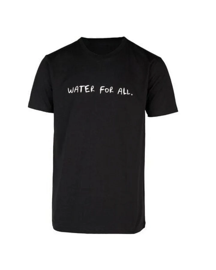 Biobaumwoll Unisex T-Shirt Schwarz mit Motiv WATER FOR ALL von Viva con Agua