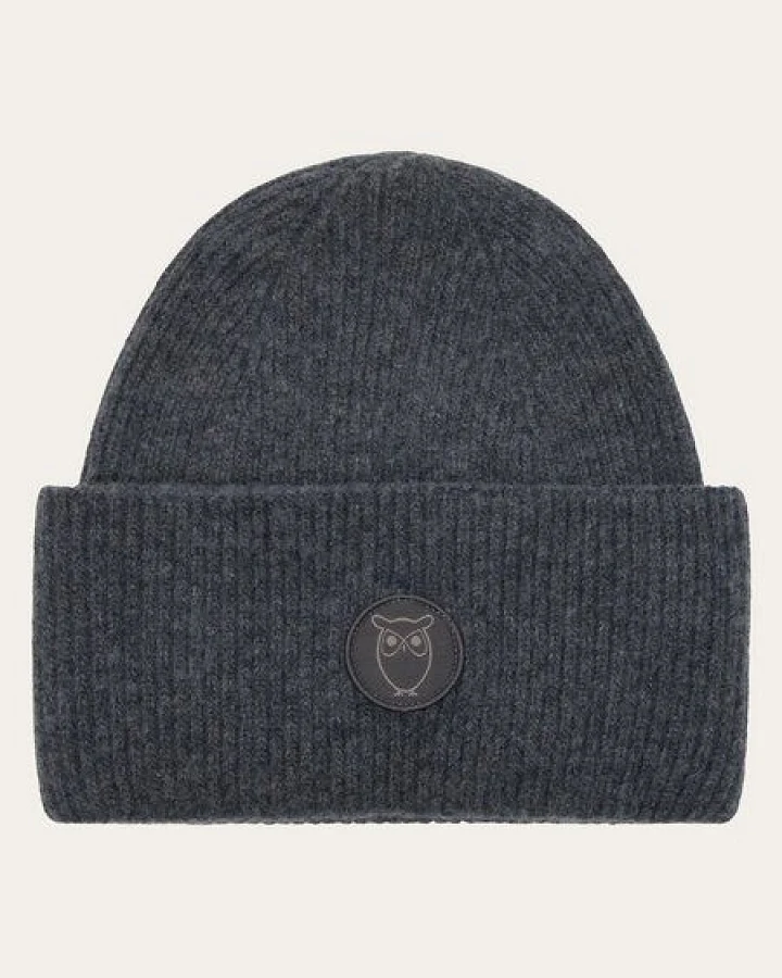 KnowledgeCotton Apparel Big Rib Beanie - dark grey melange