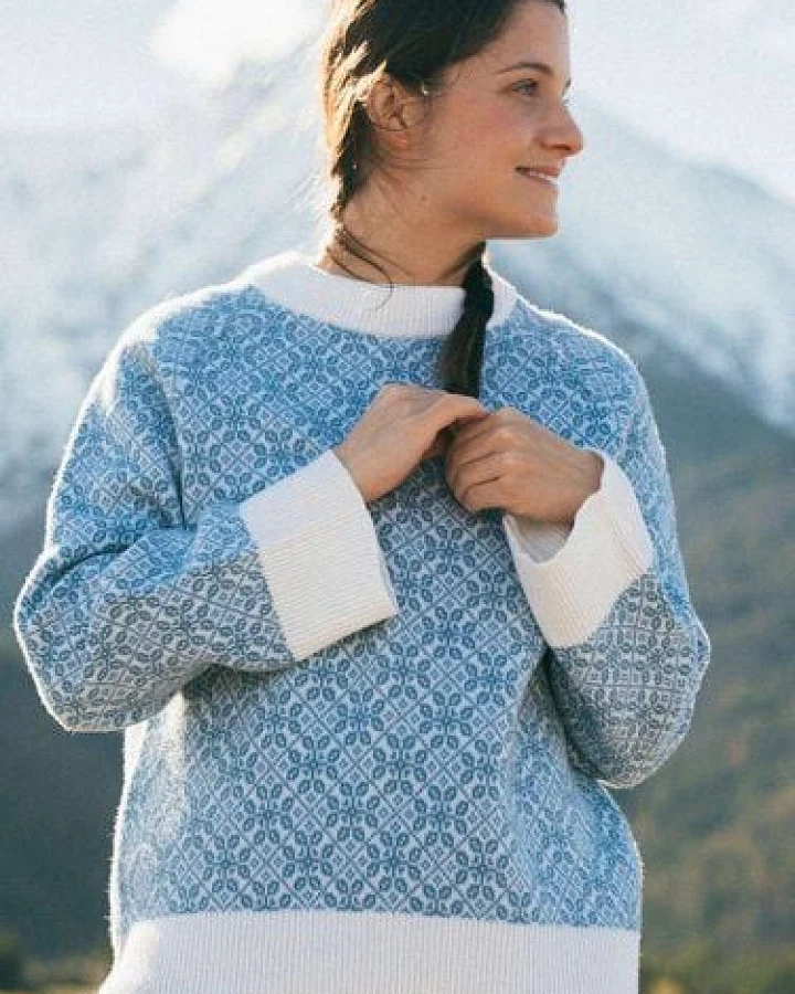 Kopyto BARIBAL - Damen Oversize-Stickpullover Beskiden-Muster 100% Merinowolle RWS