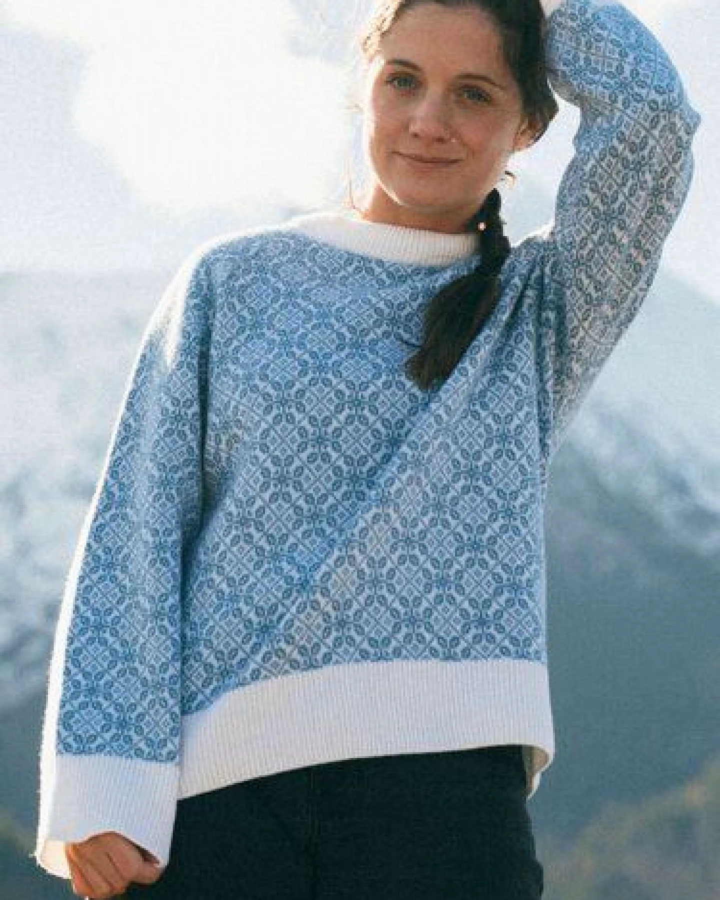 Kopyto BARIBAL - Damen Oversize-Stickpullover Beskiden-Muster 100% Merinowolle RWS – Ansicht 3