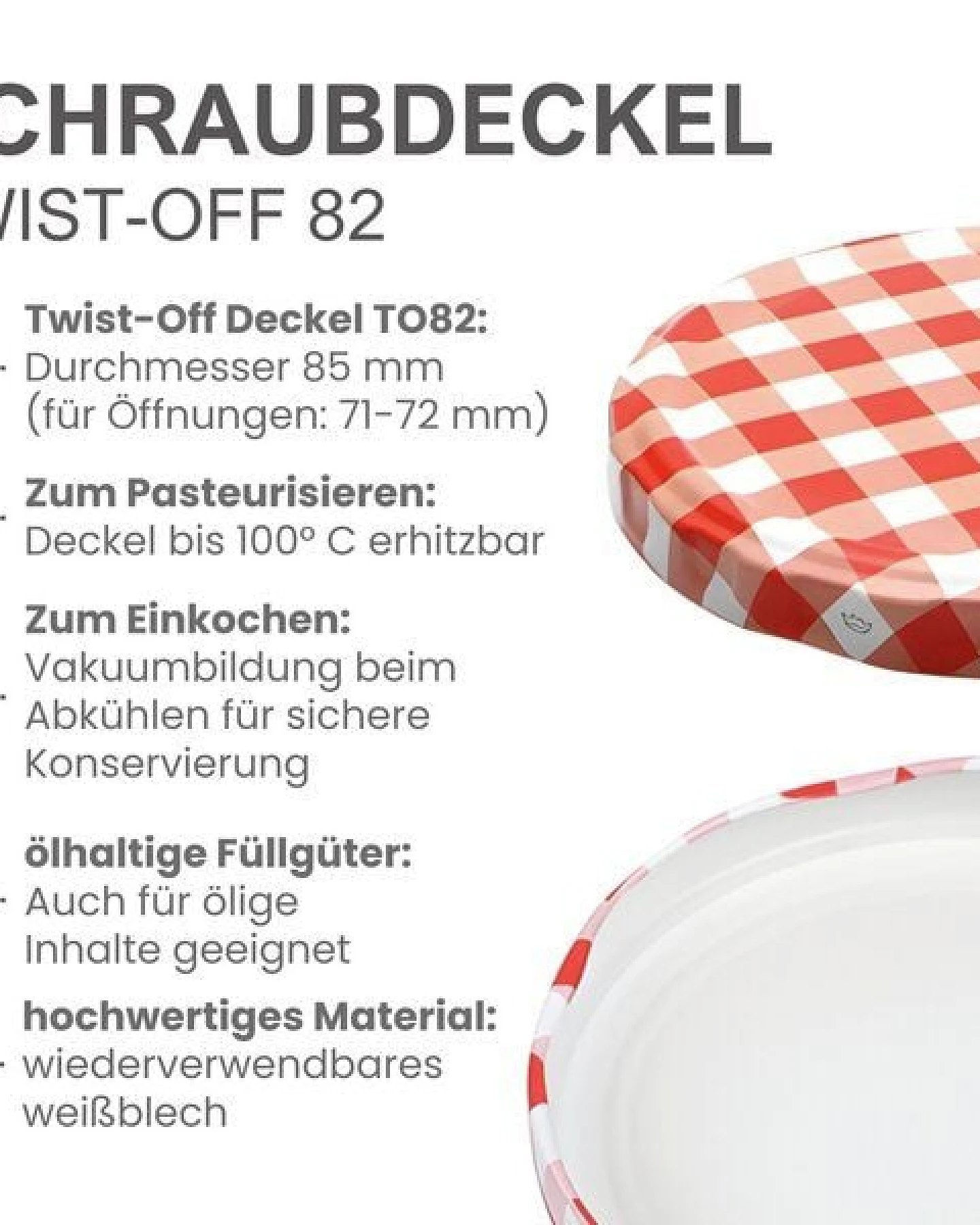 mikken Einmachgläser 720ml mit Schraubdeckel TO82 Einkochgläser Vorratsgläser Schraubgläser – Ansicht 4