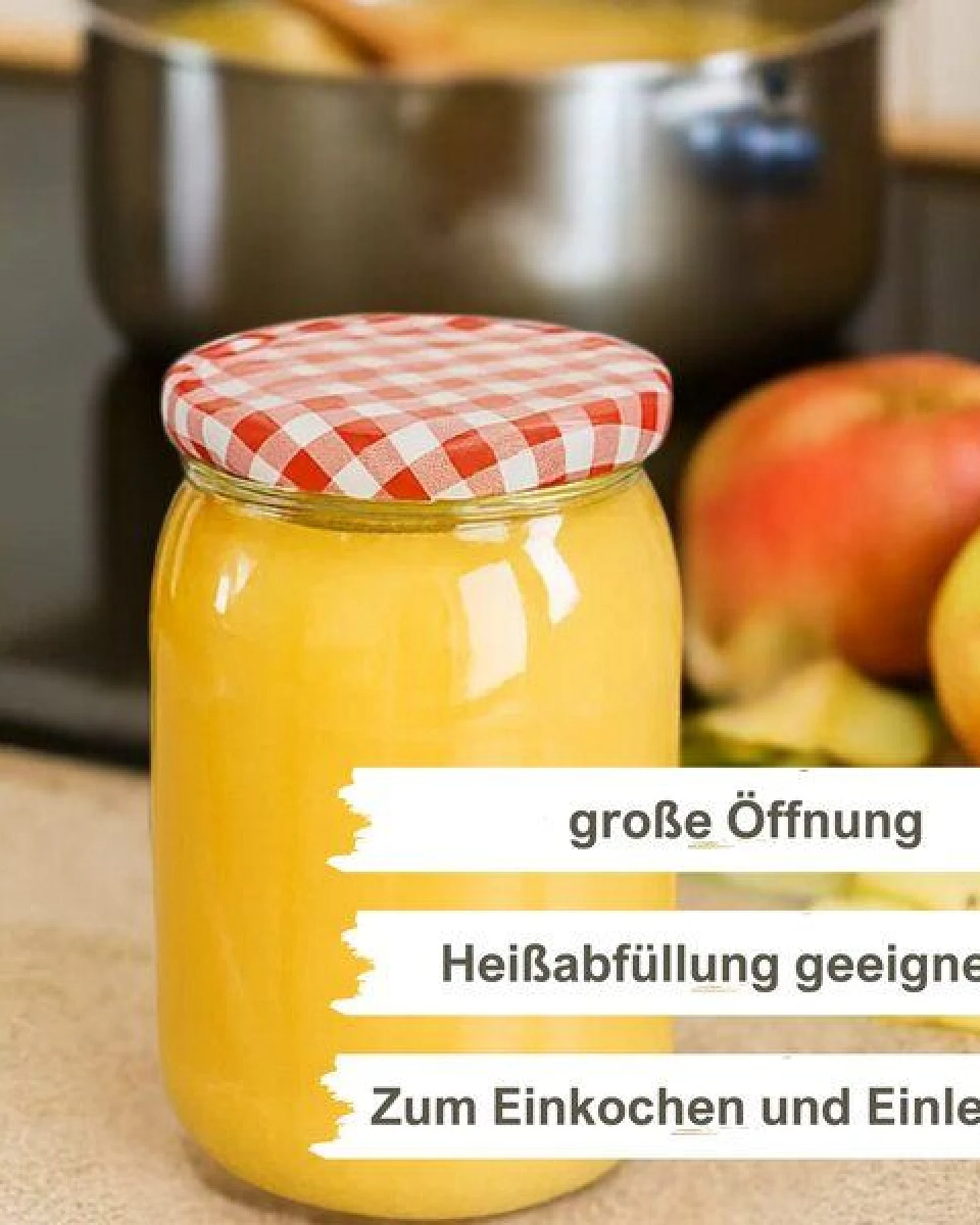 mikken große Einmachgläser 900ml mit Schraubdeckel TO82 Einkochgläser Vorratsgläser Schraubgläser – Ansicht 2