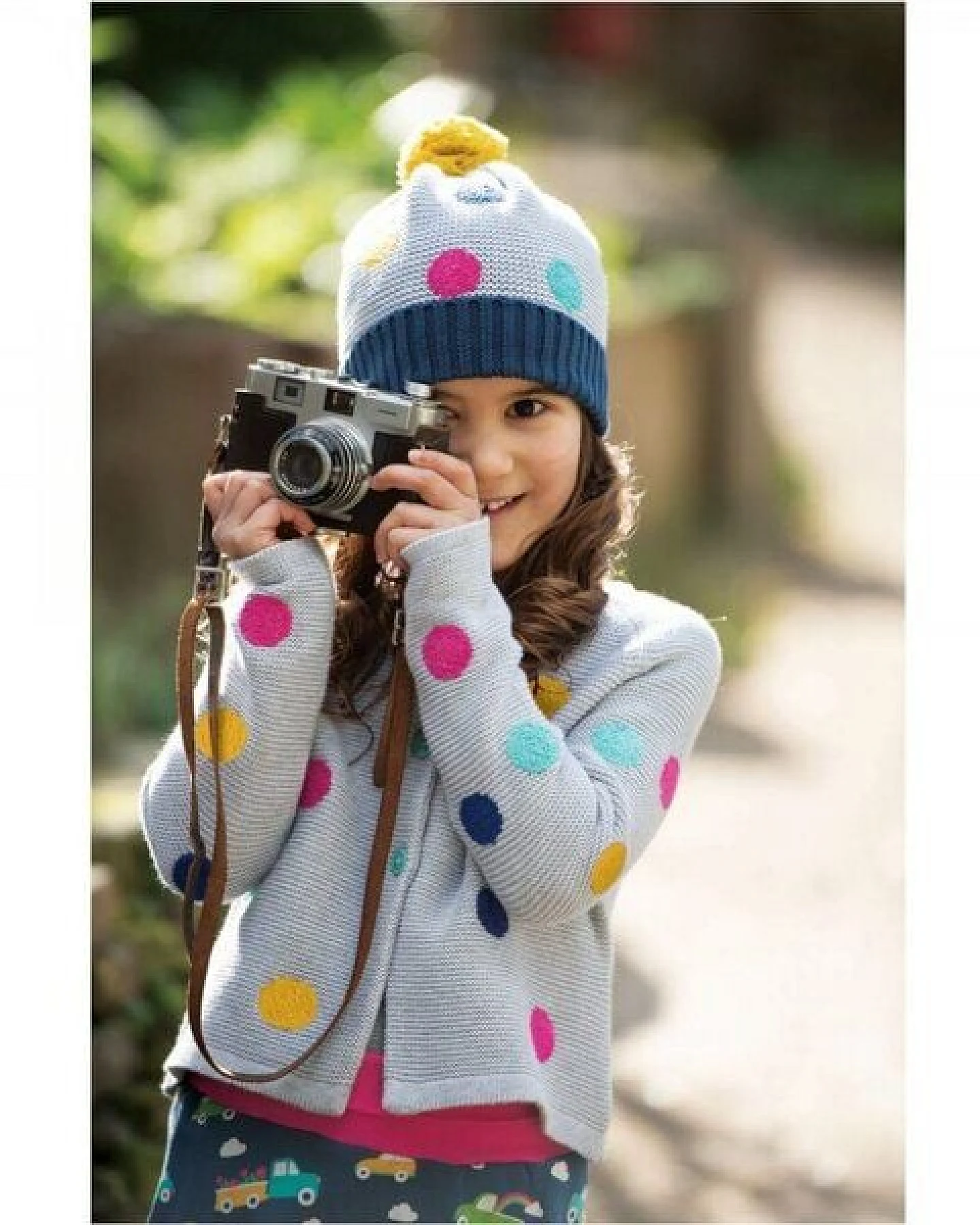 Frugi Strickjacke Emilia Polka-Dots in grau-bunt – Ansicht 2