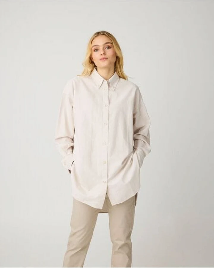 KnowledgeCotton Apparel Relaxed Flannel Shirt - light feather grey