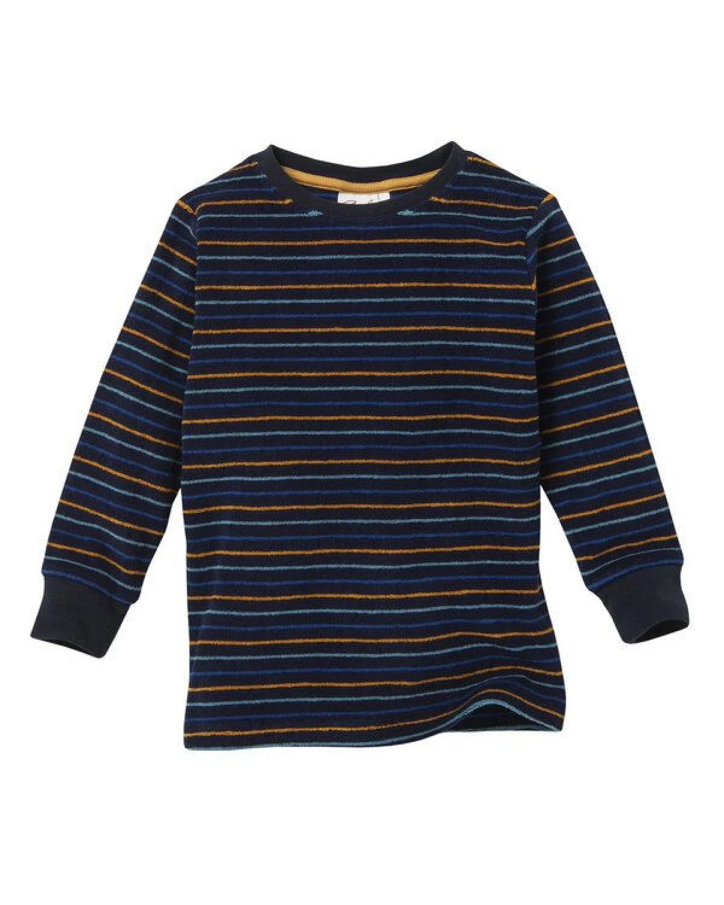 People Wear Organic Frottée Pyjama, dunkelblau geringelt, Bio-Baumwolle – Ansicht 2