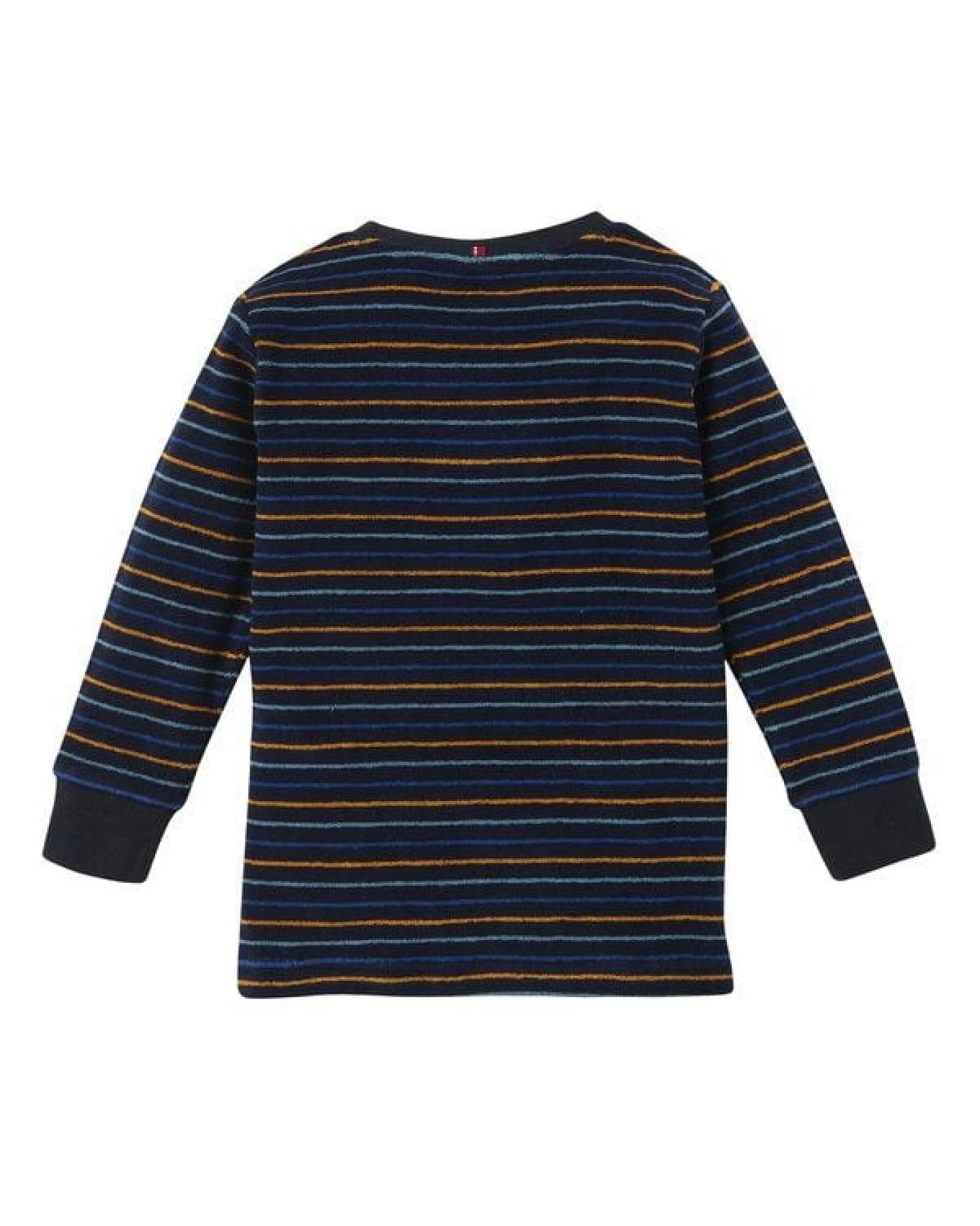 People Wear Organic Frottée Pyjama, dunkelblau geringelt, Bio-Baumwolle – Ansicht 3