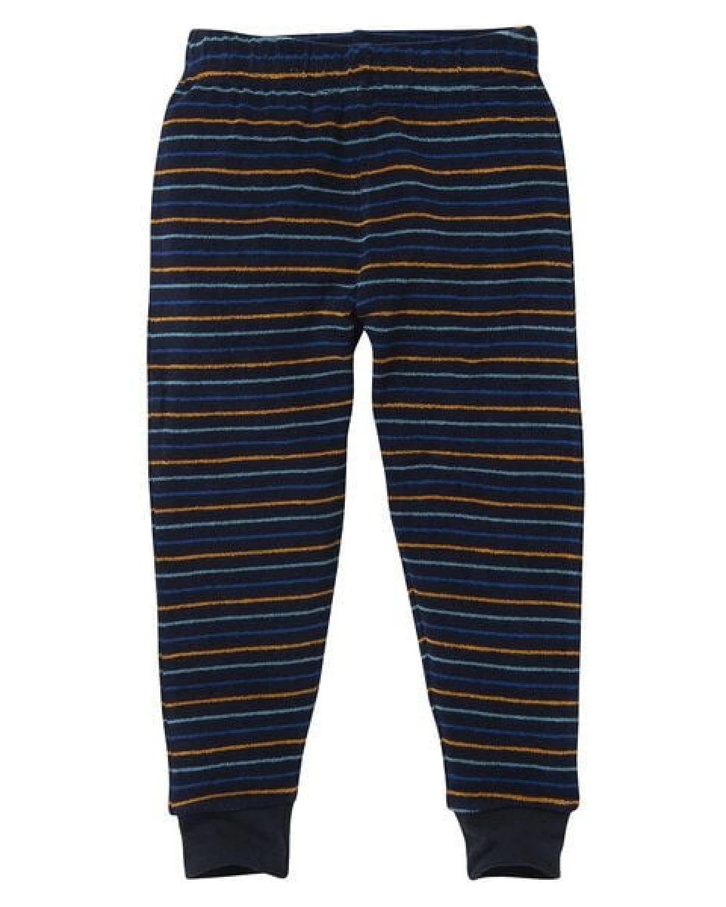 People Wear Organic Frottée Pyjama, dunkelblau geringelt, Bio-Baumwolle – Ansicht 4