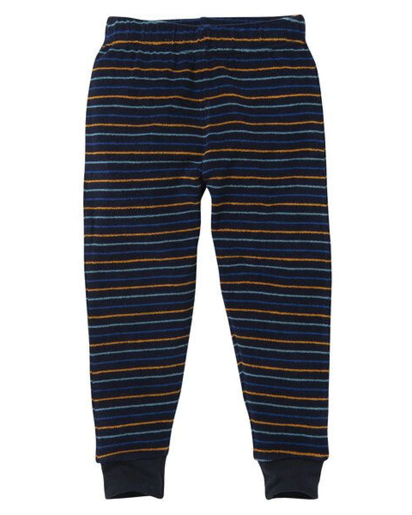 People Wear Organic Frottée Pyjama, dunkelblau geringelt, Bio-Baumwolle – Ansicht 4