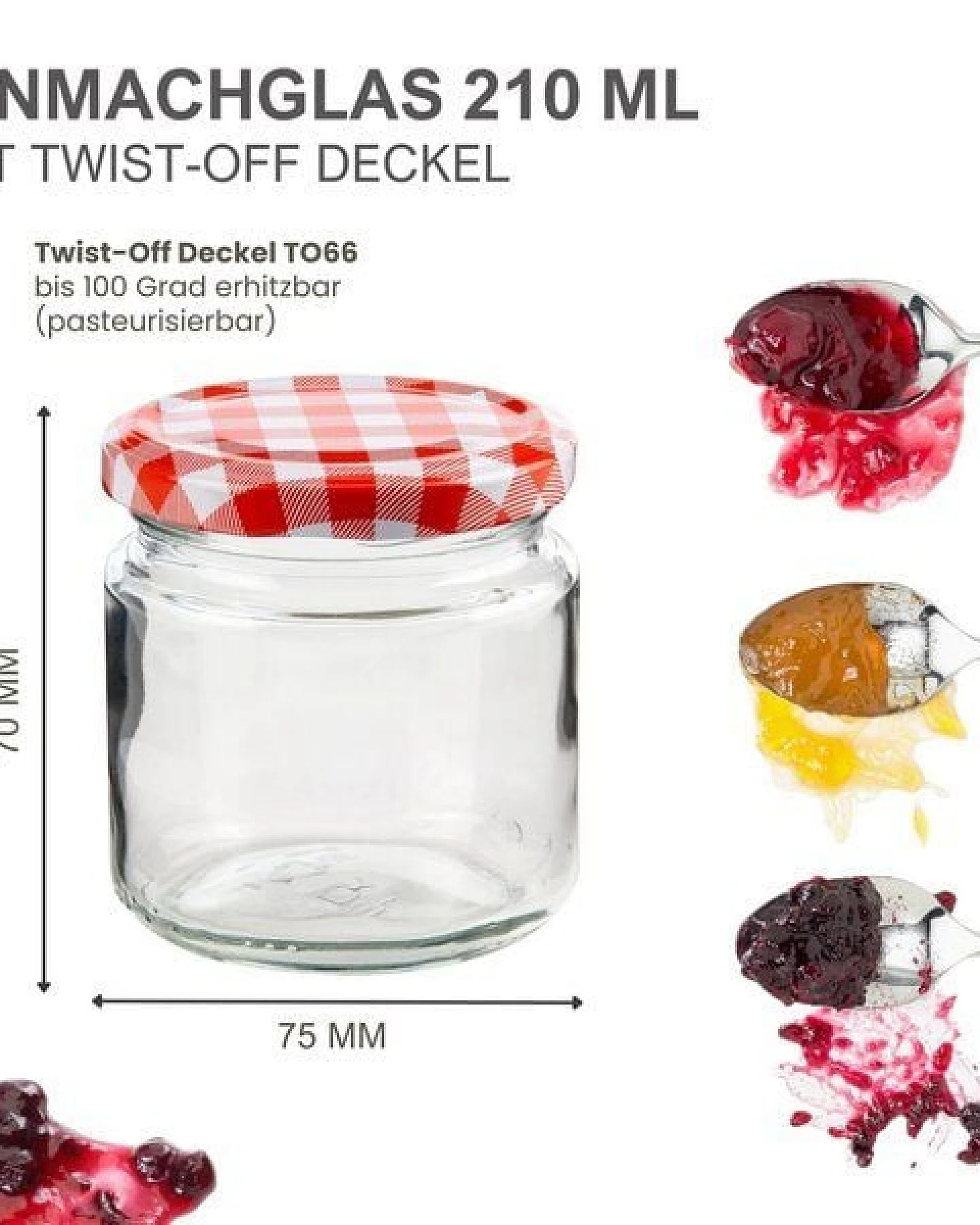 mikken Einmachgläser 210ml mit Deckel Marmeladengläser Einkochgläser Pestogläser Dessertgläser – Ansicht 4