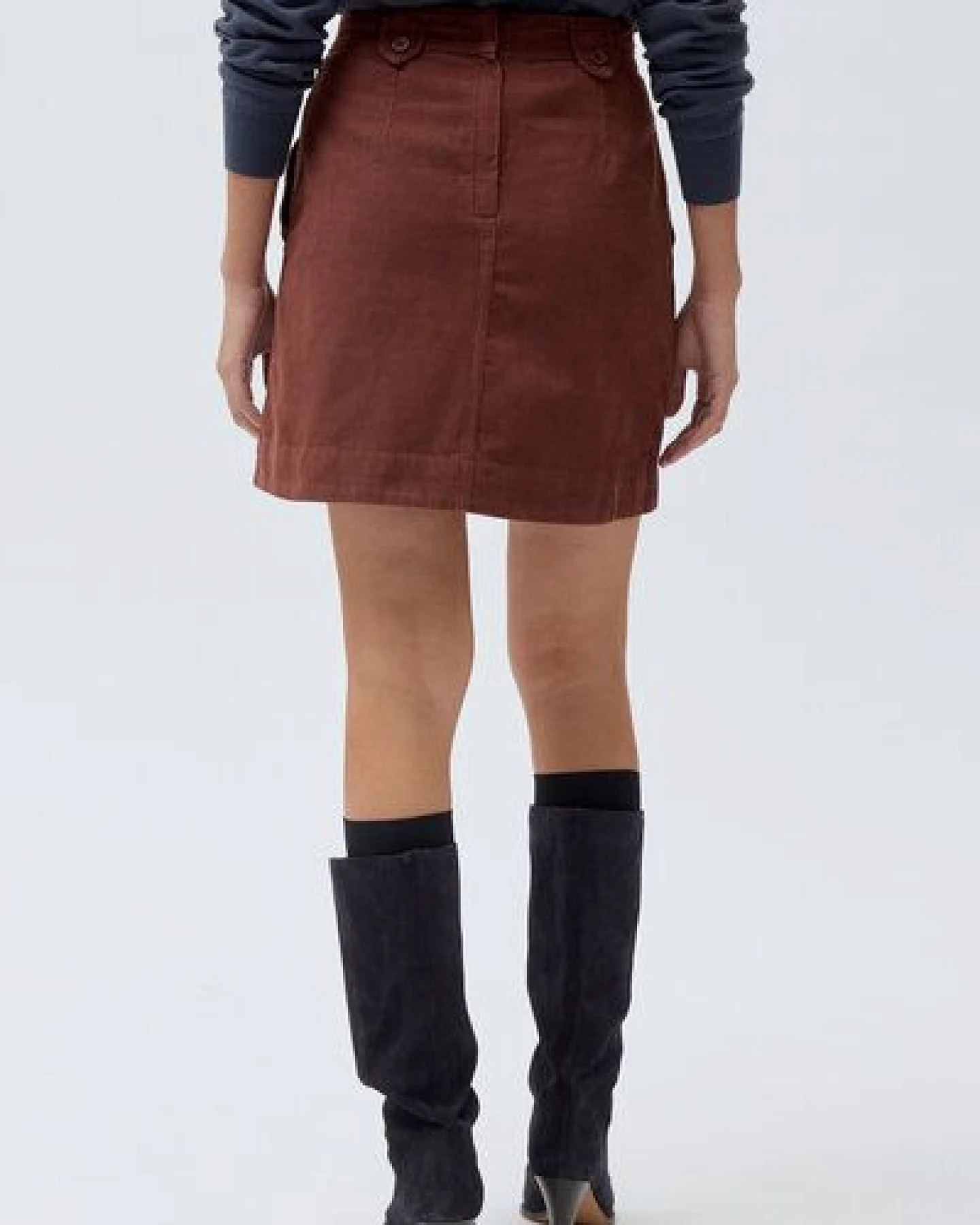 People Wear Organic Kordrock, uni braun, Bio-Baumwolle – Ansicht 2
