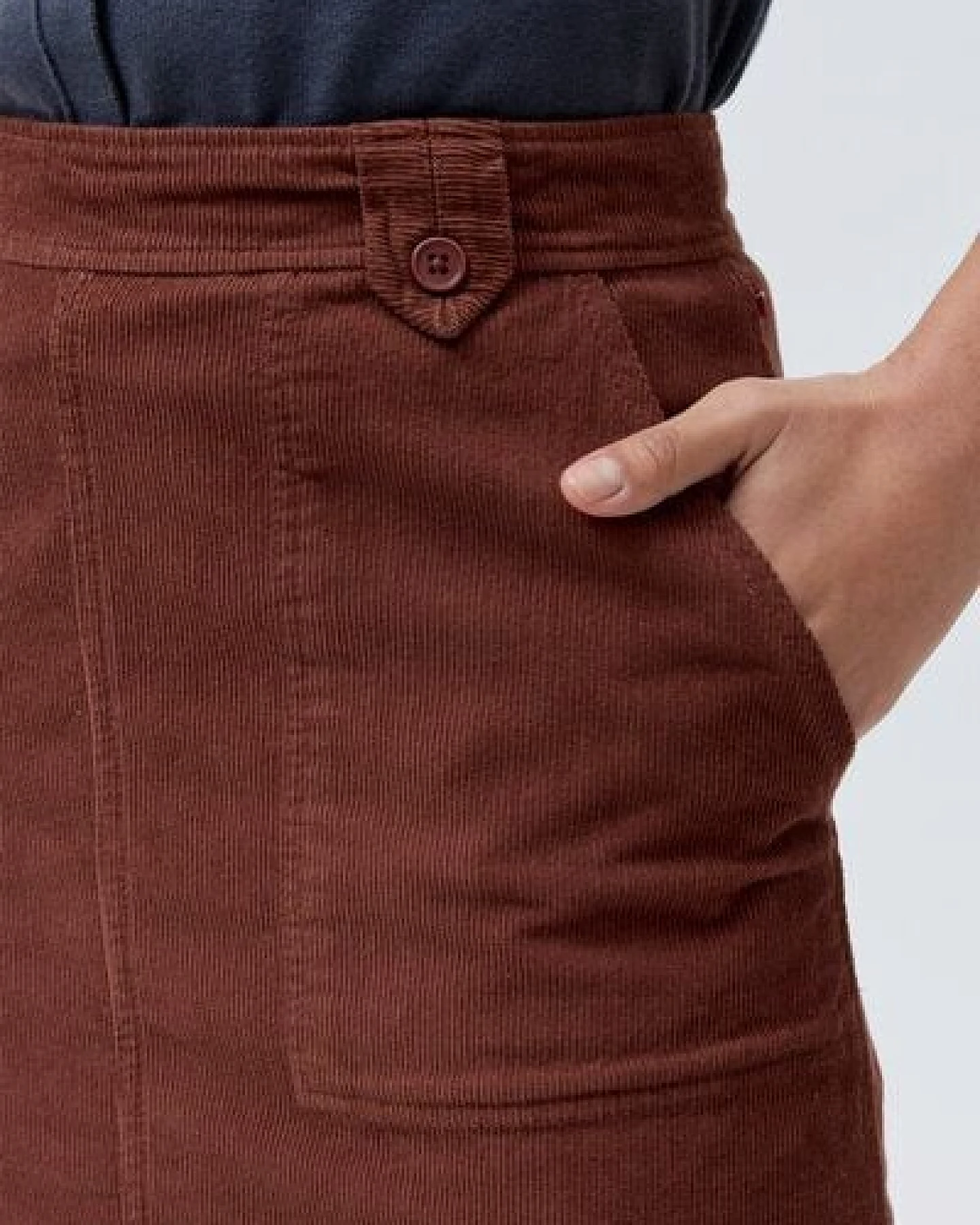 People Wear Organic Kordrock, uni braun, Bio-Baumwolle – Ansicht 3