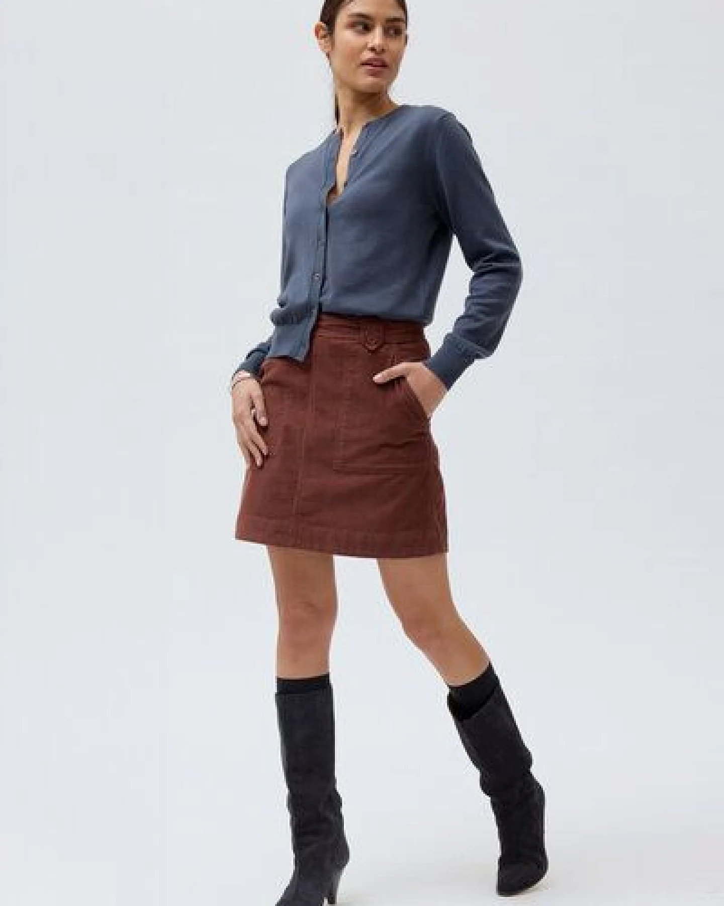 People Wear Organic Kordrock, uni braun, Bio-Baumwolle – Ansicht 4