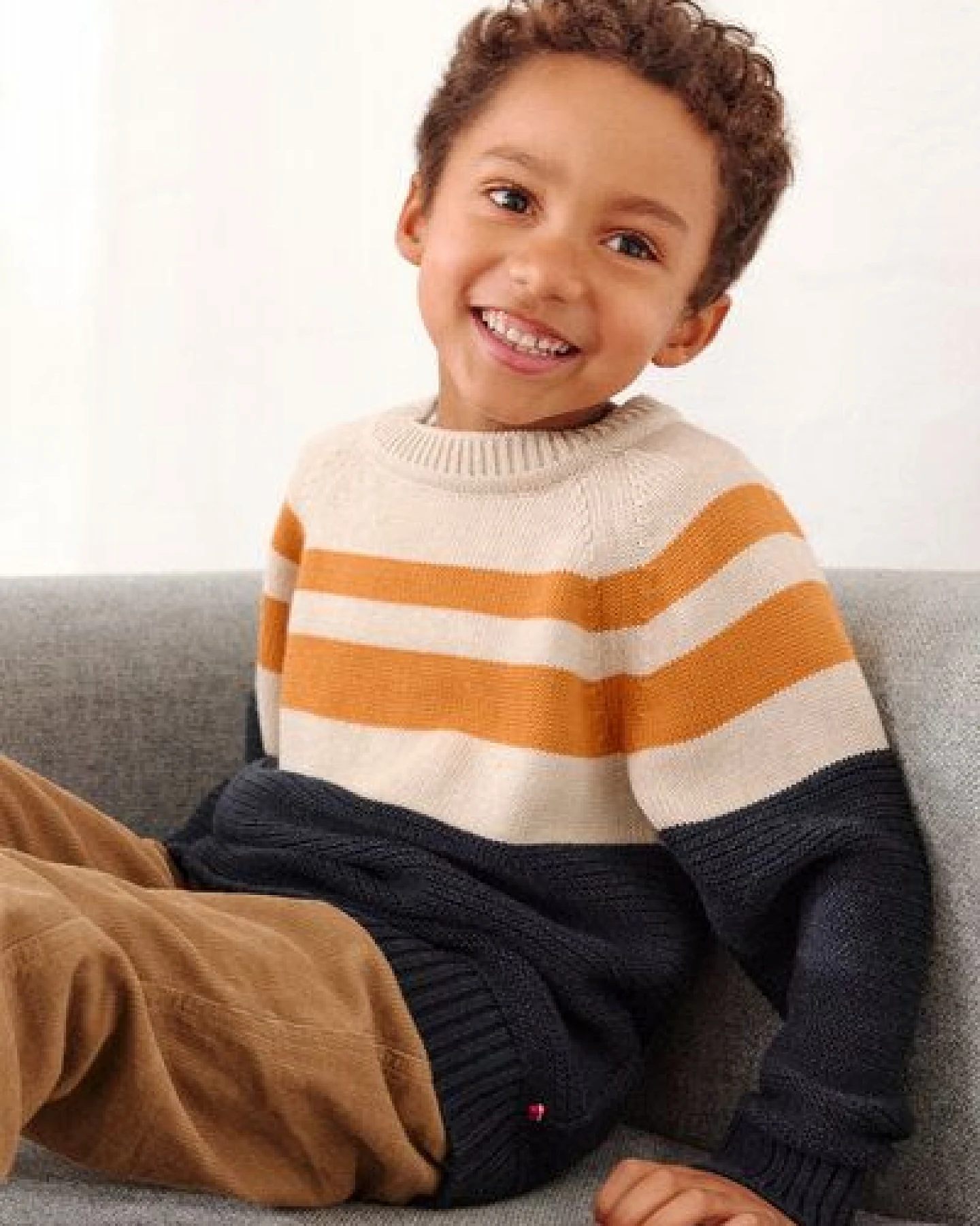 People Wear Organic Strick Pullover, blau mélange, Bio-Baumwolle – Ansicht 2