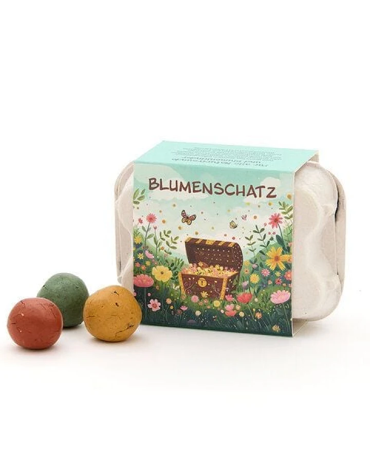 Die Stadtgärtner 6 bunte Blumenmurmeln im Eierkarton - Blumenschatz