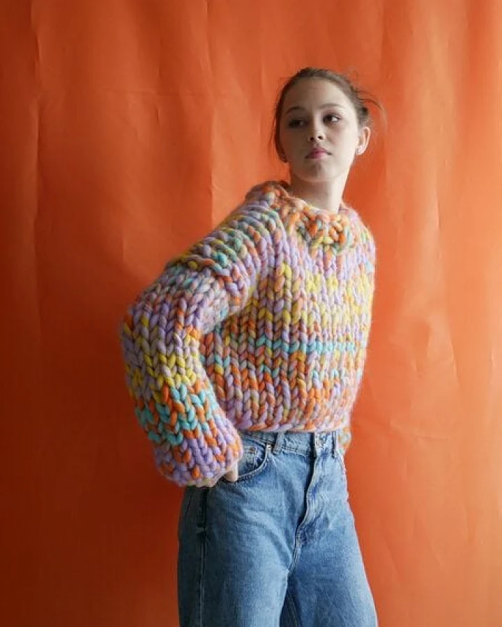 PANAPUFA bunter Strickpullover aus 100% wolle