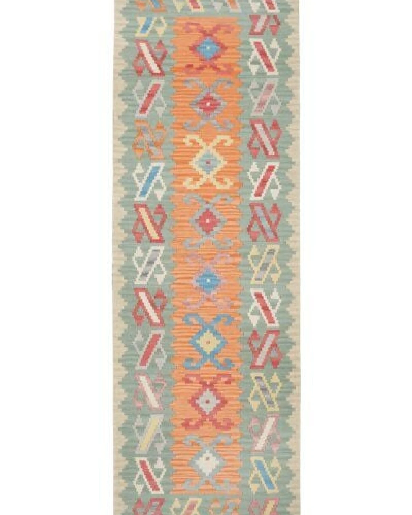 Kelim Gashgai Orange „Rugtales“ aus Schurwolle, 85x282 cm – Ansicht 3