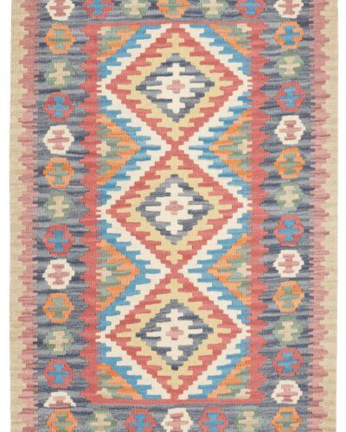 Kelim Gashgai Blau „Rugtales“ aus Schurwolle, 101x152 cm – Ansicht 3