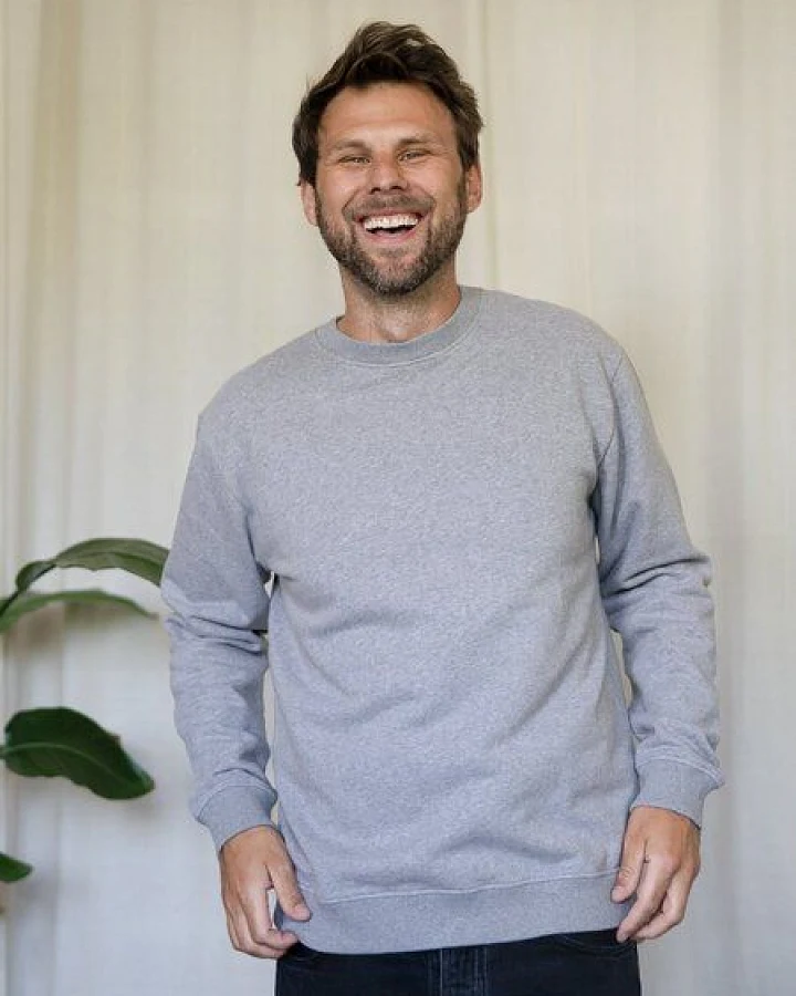 FUXBAU Männer Basic Sweater - graumeliert