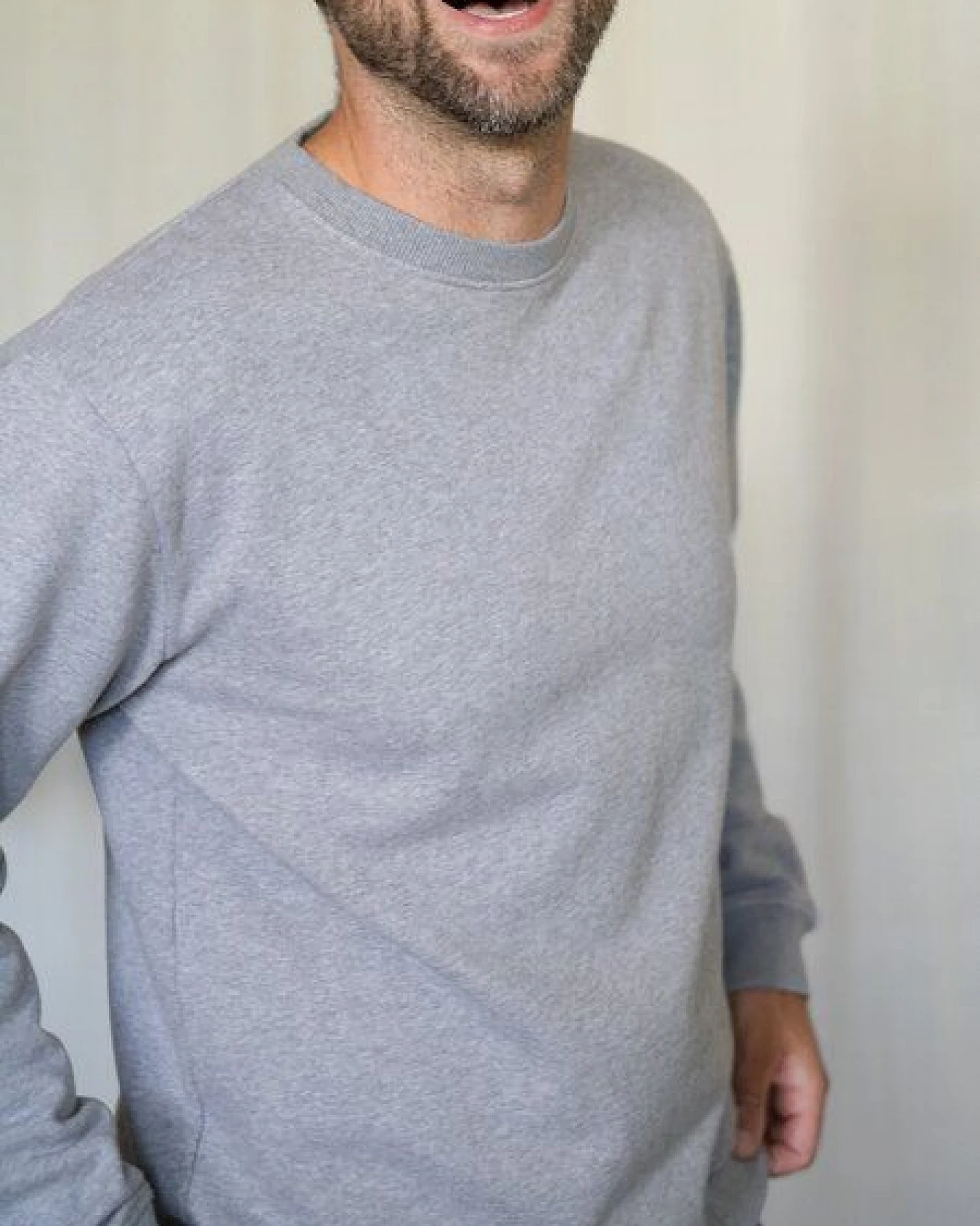 FUXBAU Männer Basic Sweater - graumeliert – Ansicht 3