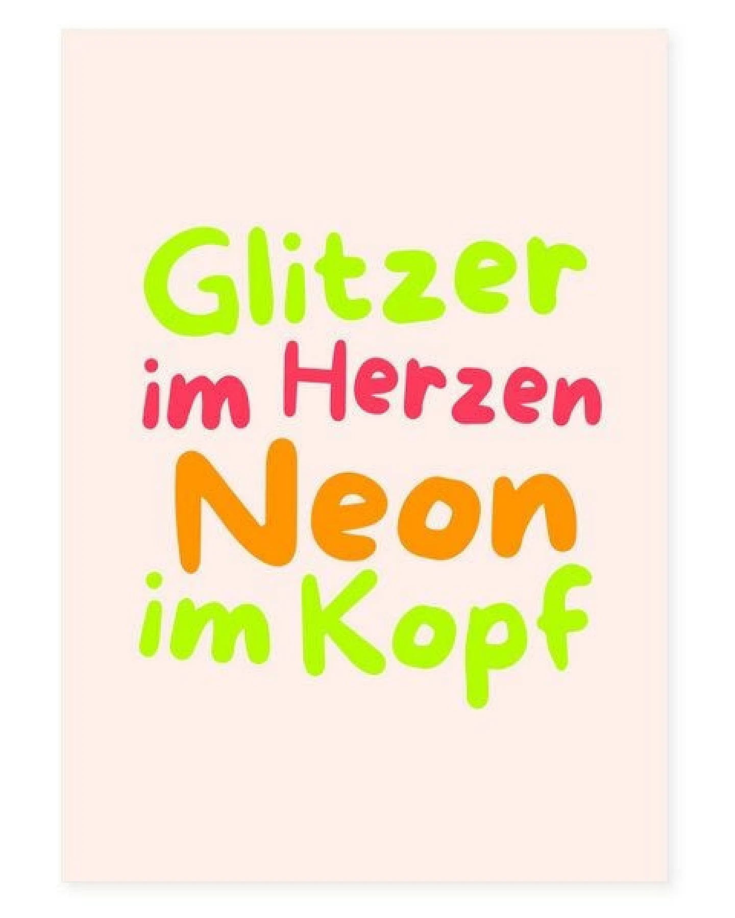 Bow & Hummingbird Postkarte "Glitzer im Herzen - Neon im Kopf" aus Recyclingpapier – Ansicht 3