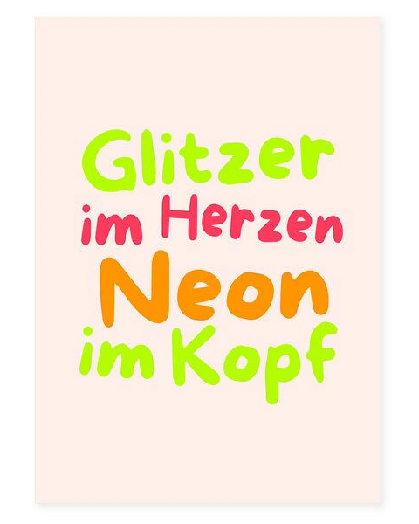 Bow & Hummingbird Postkarte "Glitzer im Herzen - Neon im Kopf" aus Recyclingpapier – Ansicht 3