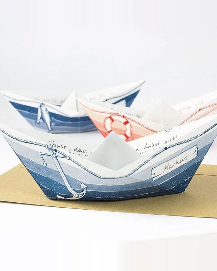 Bow & Hummingbird Grußboote 3er Set mit Umschlägen