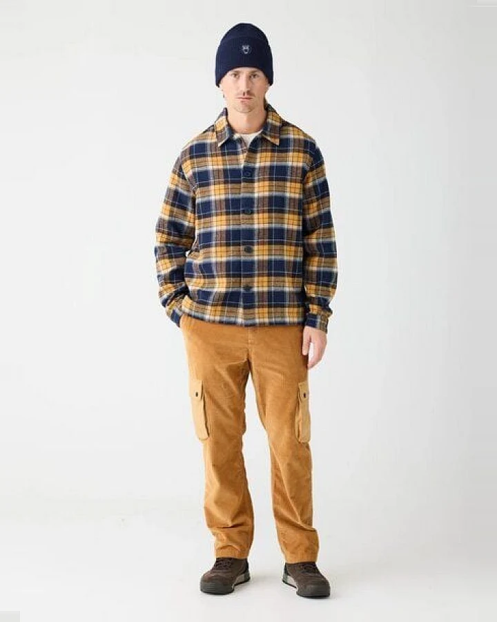 KnowledgeCotton Apparel Organic Cotton Flannel Overshirt GOTS - navy check