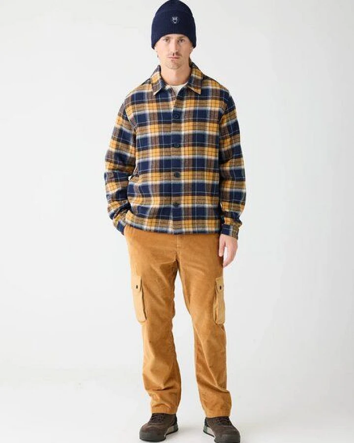 KnowledgeCotton Apparel Organic Cotton Flannel Overshirt GOTS - navy check