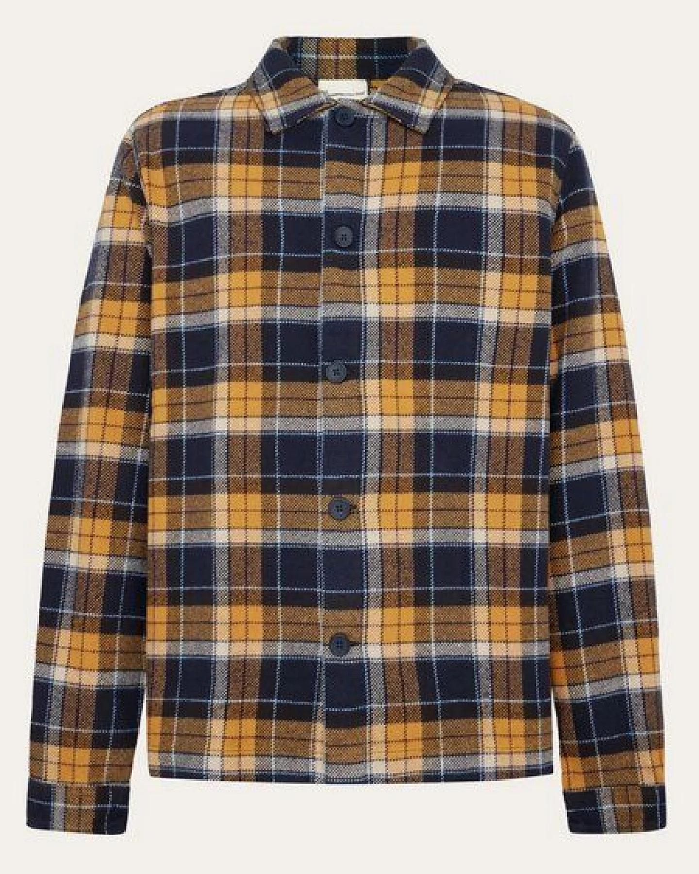 KnowledgeCotton Apparel Organic Cotton Flannel Overshirt GOTS - navy check – Ansicht 3