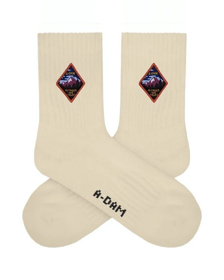 A-Dam Cremeweiße Socken Patch Tree