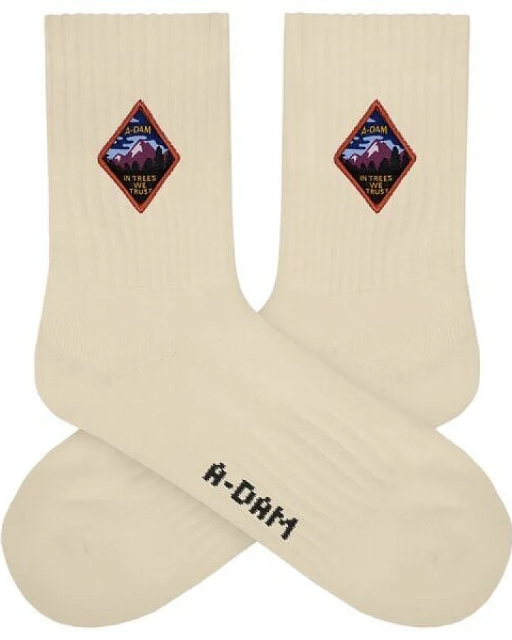 A-Dam Cremeweiße Socken Patch Tree