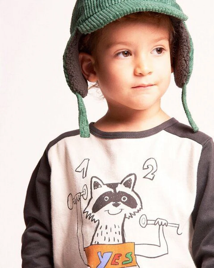 NAADA BABY T SHIRT RACCOON SATURDAY WORK OUT