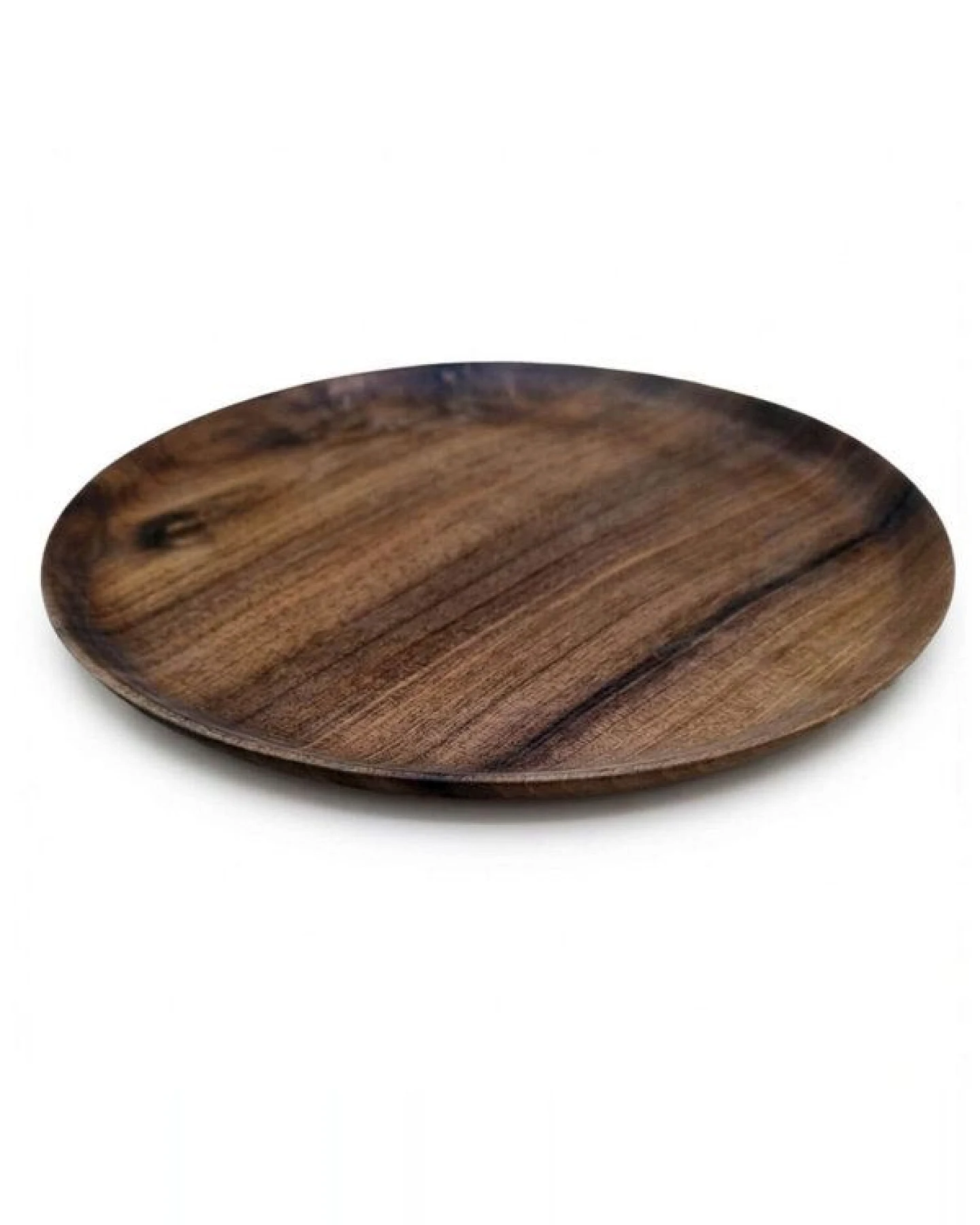 NATUREHOME Servierteller aus Nussbaumholz, rund 20 - 25 cm – Massivholz Teller, Handgefertigt & Geölt, Holzteller als Servierplatte oder Deko-Ablage – Ansicht 2