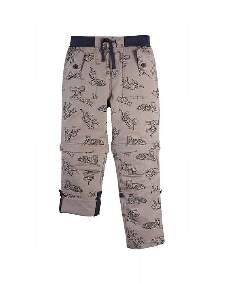 Frugi Baumwollhose Tyler Ripstop Combats in grau mit Tigerprint
