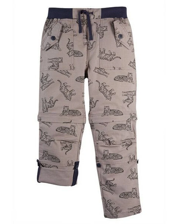 Frugi Baumwollhose Tyler Ripstop Combats in grau mit Tigerprint