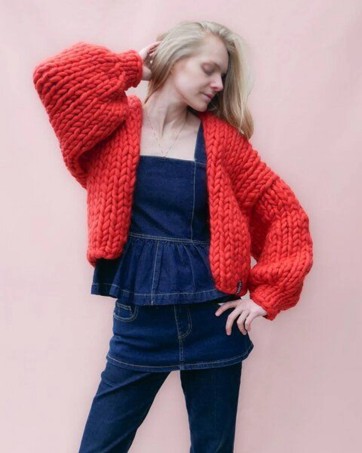 PANAPUFA 100% MERINO Chunky wolle Strickjacke – Ansicht 2